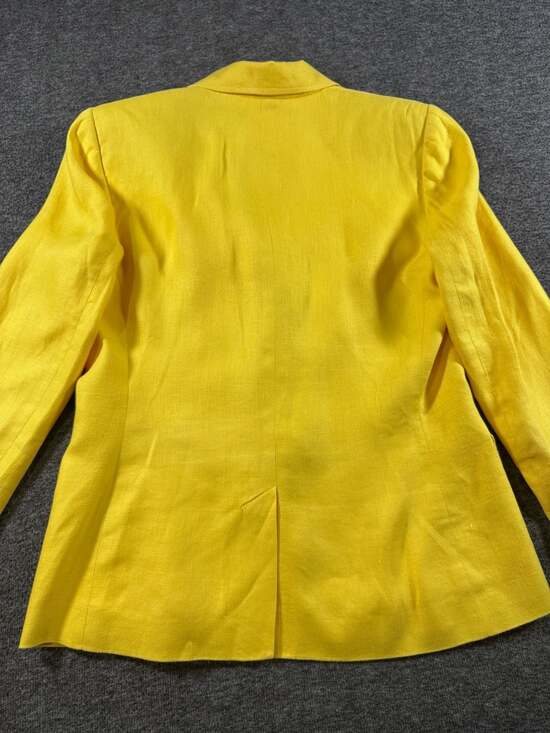 Lauren Ralph Lauren Women's Canary Yellow Crested Linen Blazer with Gold Buttons - Picture 14 of 14